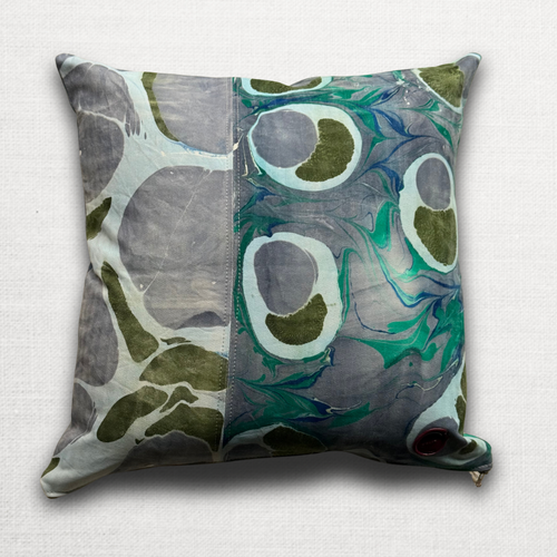 Hand Marbled One-of-a-Kind Pillow (26-03)