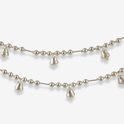 Silver Beaded Garland with Glass Bells