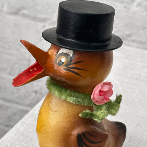 Ino Schaller Papier-Maché Duck Candy Box with Top Hat