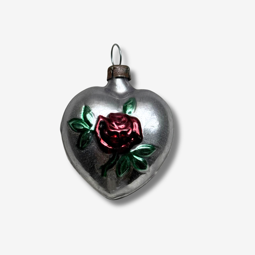 Small Nostalgic Heart with Rose Ornament