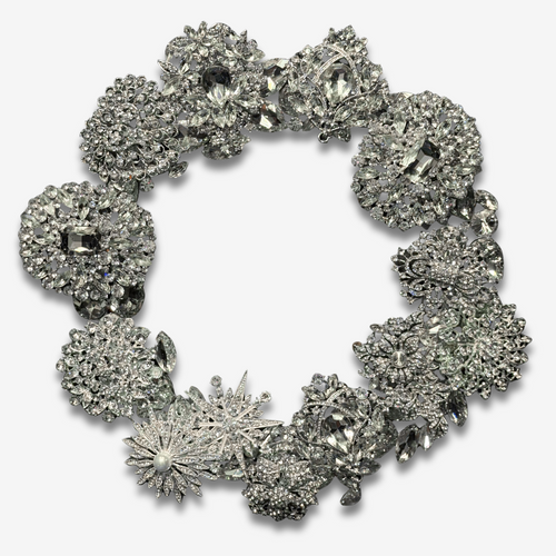 Large Crystal Glass Silver Wreath (3)