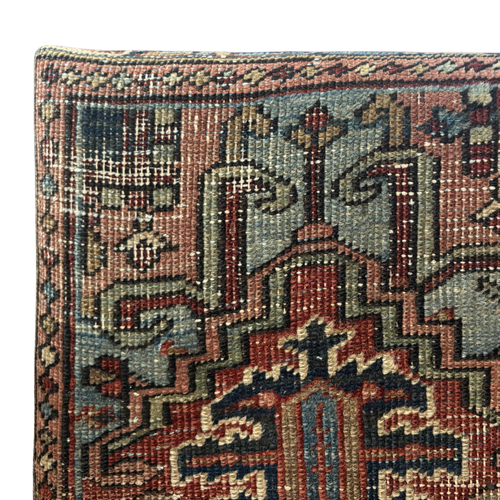Custom Antique Heriz Rug Ottoman