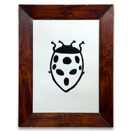 Hugo Guinness "Lady Bug" Linocut  in a Vintage Frame