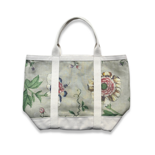 John Derian x Port Canvas Tote in Pierre Frey "Le Paravent Chinois" Small Fabric Tote in Chantilly Cream