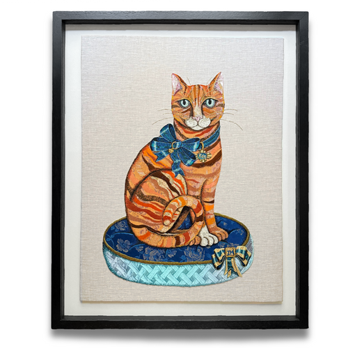 “Stella & Fitz” Pair of Embroidered Cats by Zara Merrick