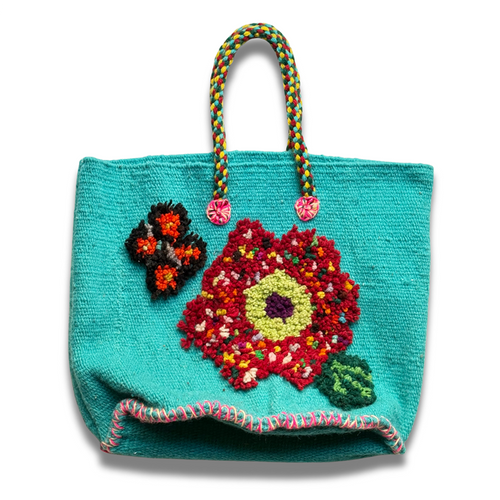 PO! Paris Nathalie Lete Woven & Knotted "Fleur Papillon" Bag in Blue