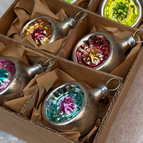 Set of 6 Mini Reflector Ornaments with Stars