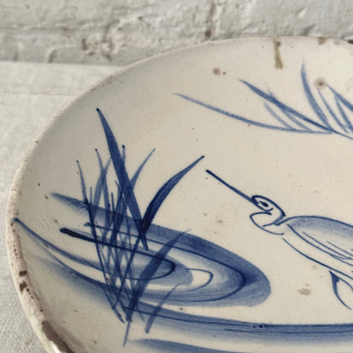 Vintage Chinese Blue & White Footed Plate  (No. 605)