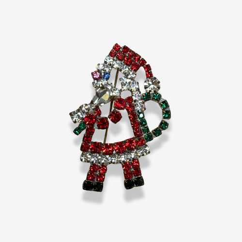 Crystal Santa with Sack Brooch