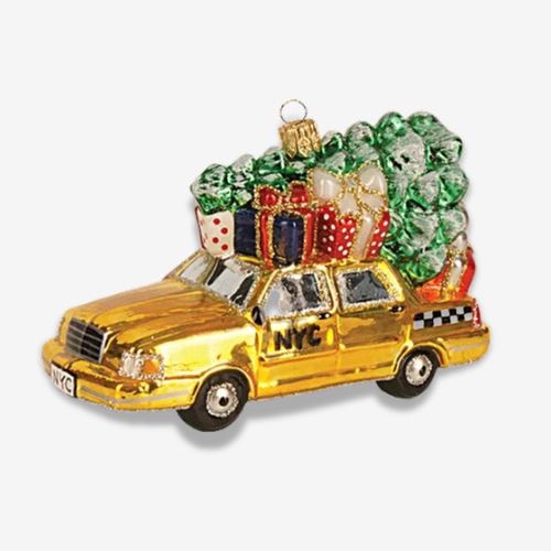 NYC Taxi Cab with Christmas Tree Ornament