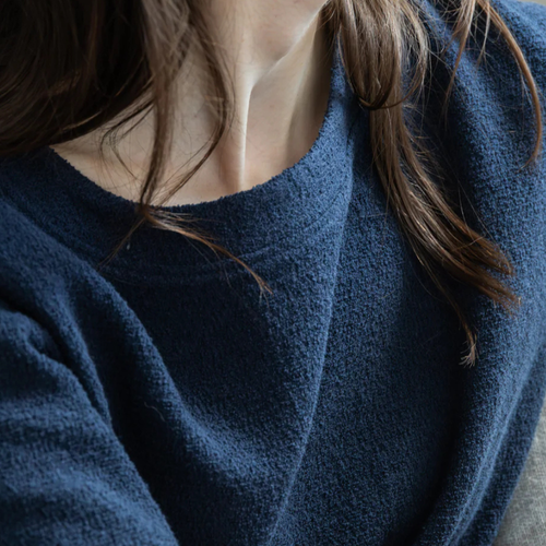 Navy Cotton Pile T-Shirt