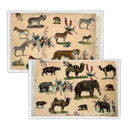One-of-a-Kind Collaged Animal Mat Pair (#60)