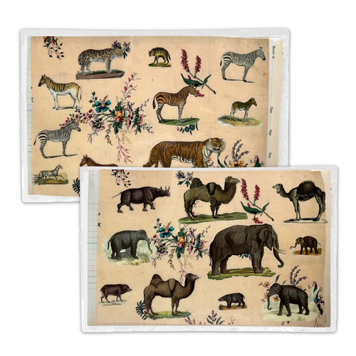 One-of-a-Kind Collaged Animal Mat Pair (#60)