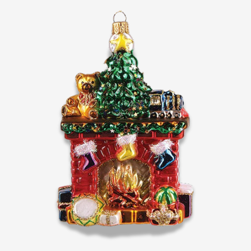 Fireplace with Christmas Tree Ornament