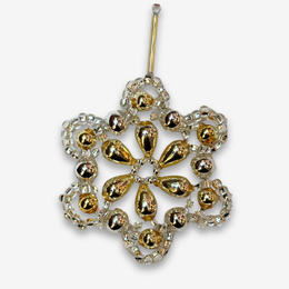 Gold & Silver Beaded Flower Ornament