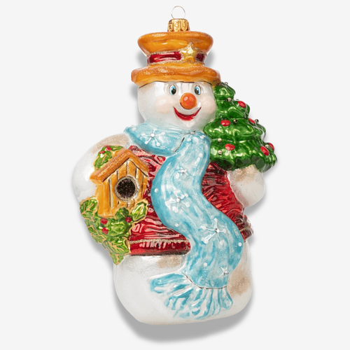 Large Snowman with Bird House Ornament