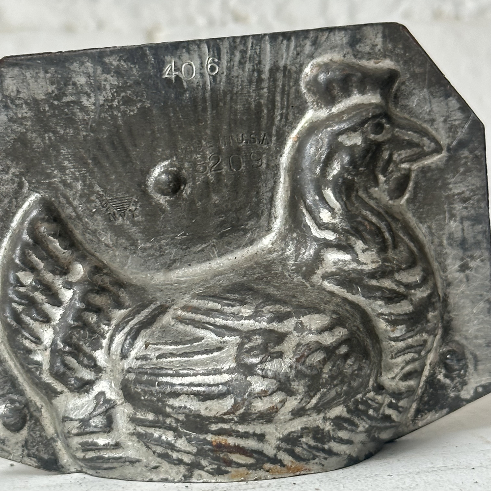 Antique Chocolate Hen Tin Mold (#47)