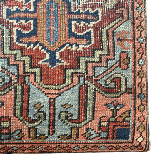 Custom Antique Heriz Rug Ottoman
