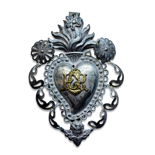 19th-century Italian Ex-Voto Sacred Silver Heart (No. 6-26)