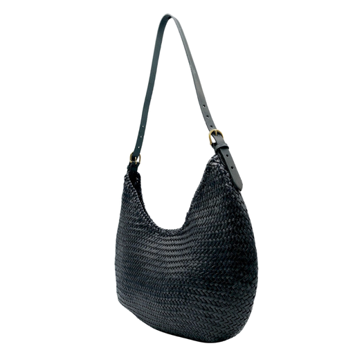 Leather Dragon Diffusion Luna Mezza Shoulder Bag in Black