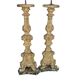 Pair of Early 18th-century Austrian Gilt Candlesticks