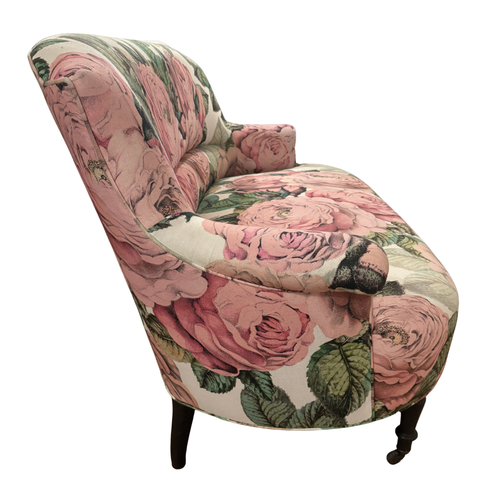 19th Century French Loveseat in John Derian for Designers Guild "The Rose Tuberose" Fabric