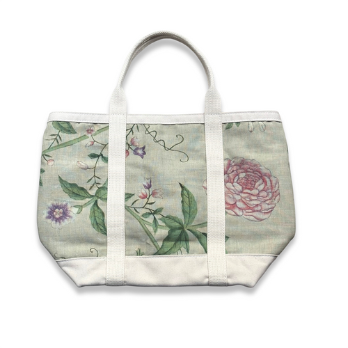 John Derian x Port Canvas Tote in Pierre Frey "Le Paravent Chinois" Small Fabric Tote in Chantilly Cream