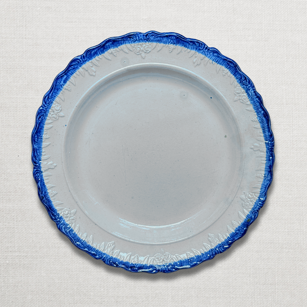 19th-century Blue Feather Edge Ironstone Plate (F)