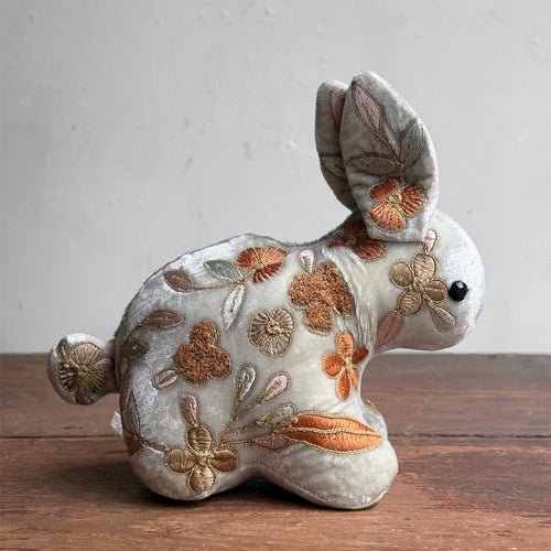 Sona II Embroidered Silk Velvet Bunny Rabbit in S Blue
