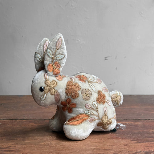 Sona II Embroidered Silk Velvet Bunny Rabbit in S Blue