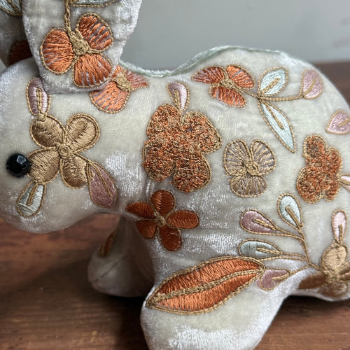 Sona II Embroidered Silk Velvet Bunny Rabbit in S Blue