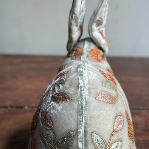 Sona II Embroidered Silk Velvet Bunny Rabbit in S Blue