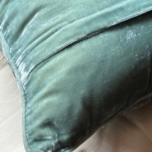 Tuileries  Embroidered Silk Velvet Cushion in Ocean