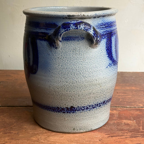 19th-century Salt-Glazed Stoneware German Crock (#6)