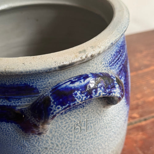 19th-century Salt-Glazed Stoneware German Crock (#6)