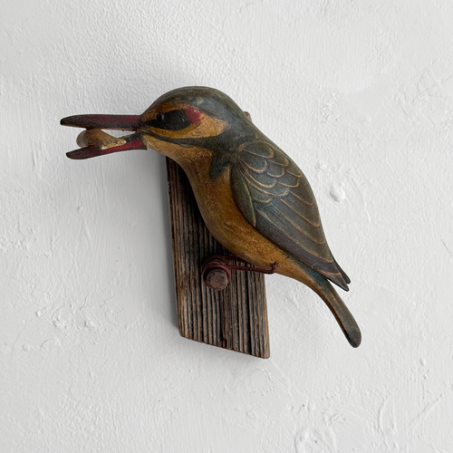 Early 20th-century Black Forest Carved Bird with Fish (BFB-04)