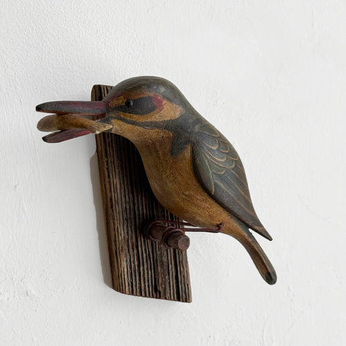 Early 20th-century Black Forest Carved Bird with Fish (BFB-04)