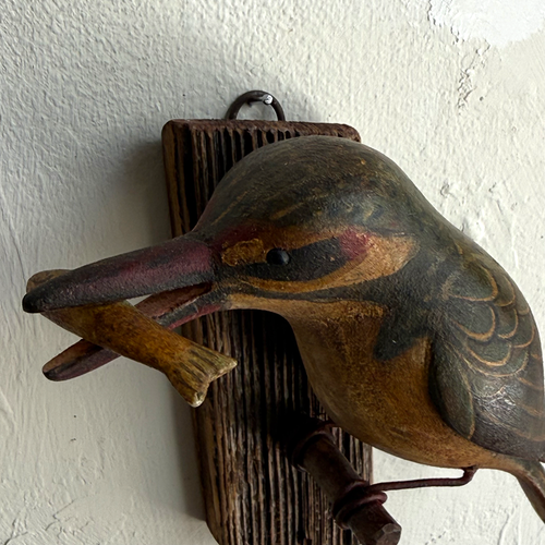 Early 20th-century Black Forest Carved Bird with Fish (BFB-04)