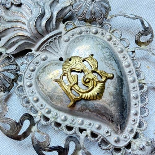 19th-century Italian Ex-Voto Sacred Silver Heart (No. 6-26)