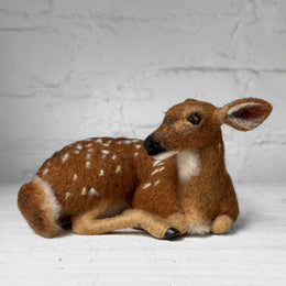 Needle Felted Sitting Fawn