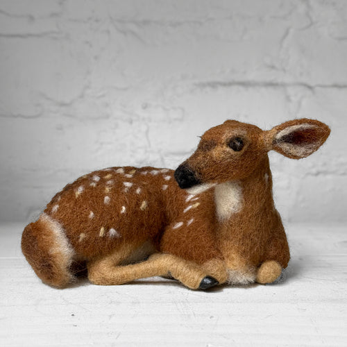 Needle Felted Sitting Fawn