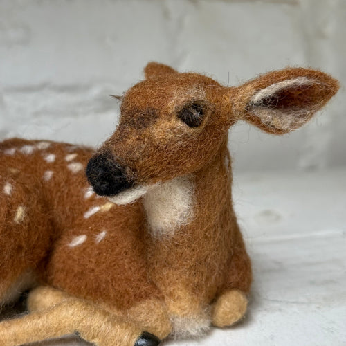 Needle Felted Sitting Fawn