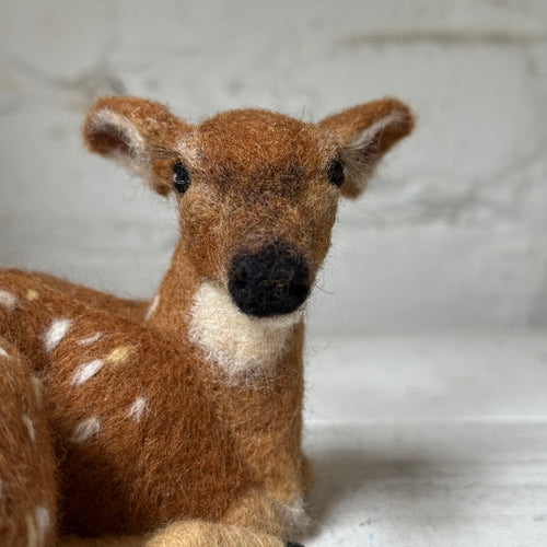 Needle Felted Sitting Fawn