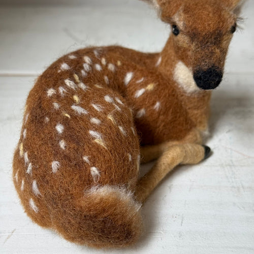 Needle Felted Sitting Fawn