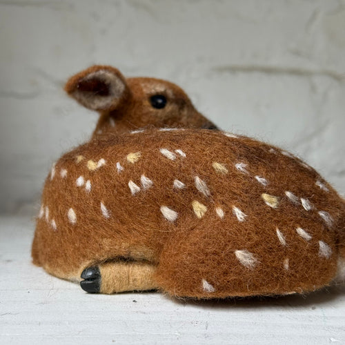 Needle Felted Sitting Fawn