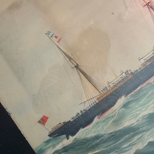 Framed 19th-century  Ship Chromolithograph Print