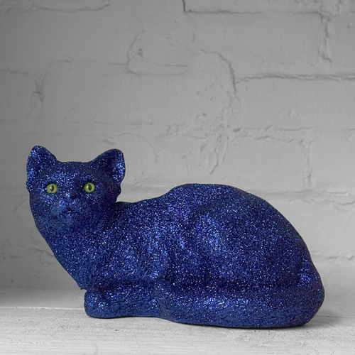 Ino Schaller Lying Glitter Cat in Navy