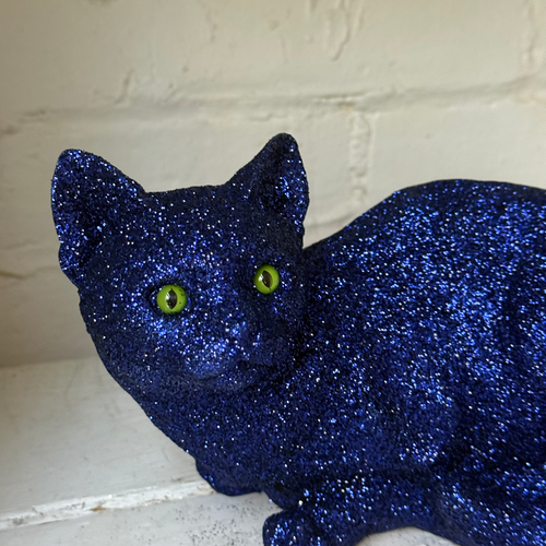 Ino Schaller Lying Glitter Cat in Navy