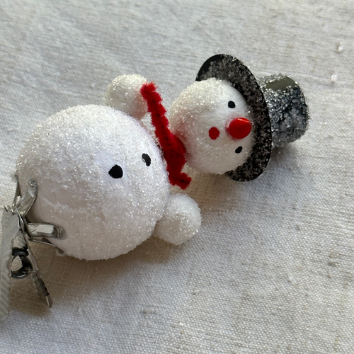 Nostalgic Glitter Cotton Clip-on Snowman Ornament