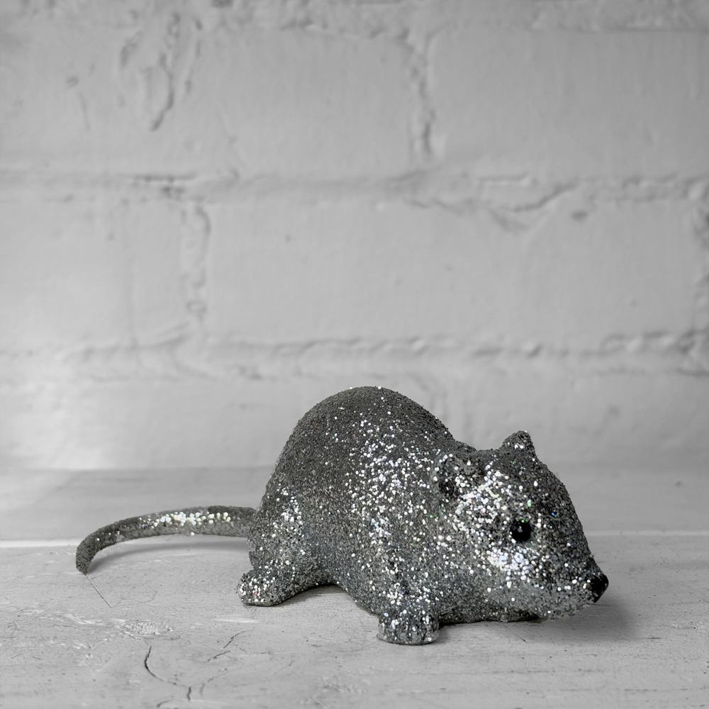 Medium Silver Glitter Mouse
